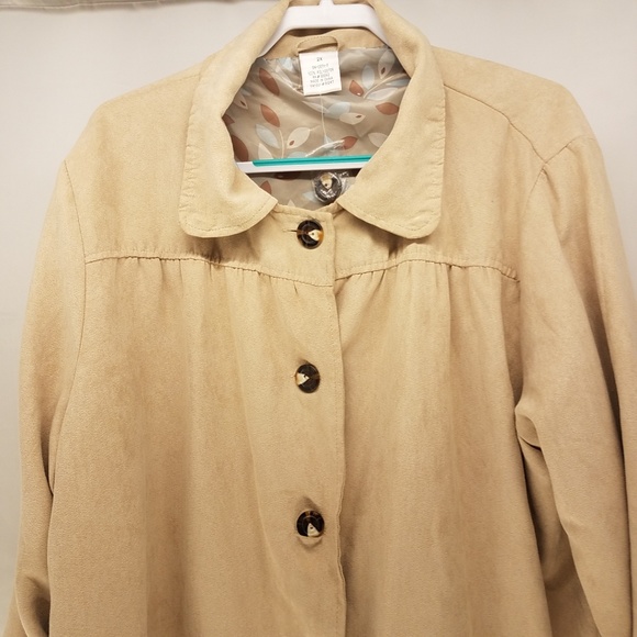 Tan Faux Suede Light Weight Jacket Women's 2x. # T4 - Picture 2 of 5